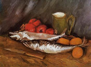 Vincent Van Gogh : Still Life with Mackerels, Lemons and Tomatoes